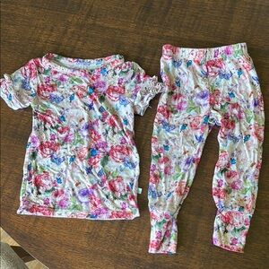 Floral Short Sleeves Kids Pajamas Set